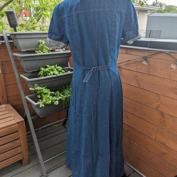 Pretty vintage denim Mango dress - size 7 - Robe maxi denim Mango - Picture 6 of 9